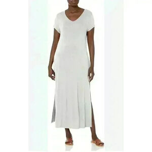 INK+IVY Women's Double V- Neck Pajama Stretched Maxi Dress Light Gray Size L‎